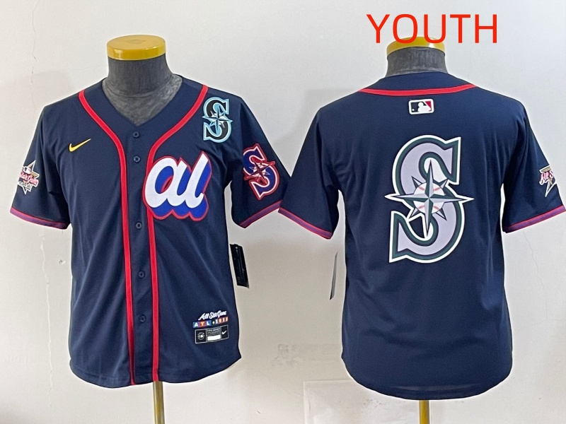 Youth  2025 Seattle Mariners Blank Drak Blue All star Blank Blue Nike MLB Jersey style 4